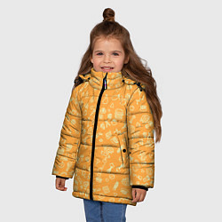 Куртка зимняя для девочки Оранжевая еда, цвет: 3D-черный — фото 2