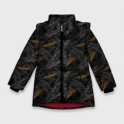 Куртка зимняя для девочки Следы шин велосипеда, цвет: 3D-красный