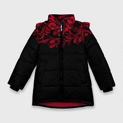 Куртка зимняя для девочки Цветы, цвет: 3D-красный