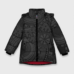 Куртка зимняя для девочки GEARS STEAMPUNK, цвет: 3D-красный