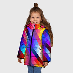 Куртка зимняя для девочки Пиксельная радуга, цвет: 3D-черный — фото 2