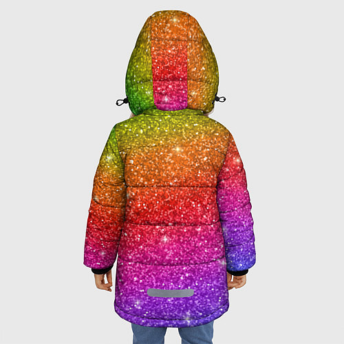 Зимняя куртка для девочки Manizha Радужные блестки / 3D-Красный – фото 4