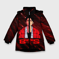 Куртка зимняя для девочки BTS Red and black, цвет: 3D-черный