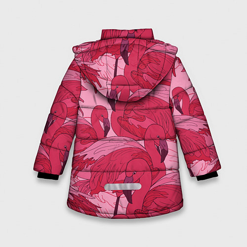 Зимняя куртка для девочки Розовые фламинго / 3D-Черный – фото 2