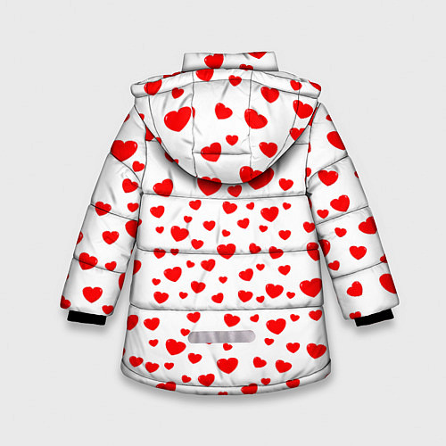 Зимняя куртка для девочки Енот в сердечках / 3D-Черный – фото 2
