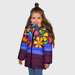 Куртка зимняя для девочки Мультяшные Цветы, цвет: 3D-красный — фото 2