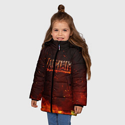 Куртка зимняя для девочки Valheim огненный лого, цвет: 3D-черный — фото 2