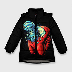 Куртка зимняя для девочки Among Us Aliens, цвет: 3D-светло-серый