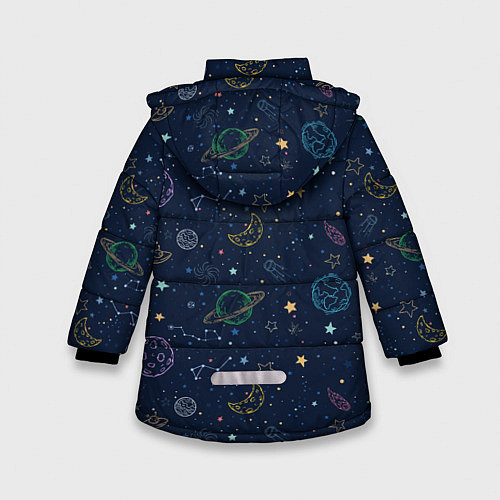 Зимняя куртка для девочки Созвездия / 3D-Черный – фото 2