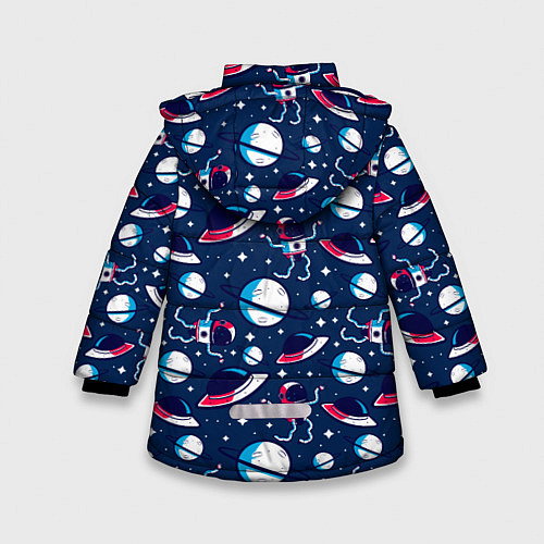 Зимняя куртка для девочки Космонавты, планеты и нло / 3D-Черный – фото 2