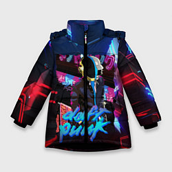 Куртка зимняя для девочки Daft punk neon rock, цвет: 3D-черный
