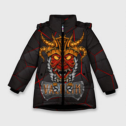 Куртка зимняя для девочки Valheim тотем викинга, цвет: 3D-черный