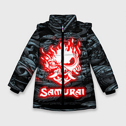 Куртка зимняя для девочки CYBERPUNK САМУРАЙ, цвет: 3D-черный