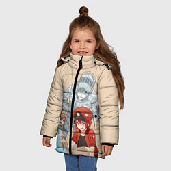 Куртка зимняя для девочки Клетки за работой, цвет: 3D-черный — фото 2