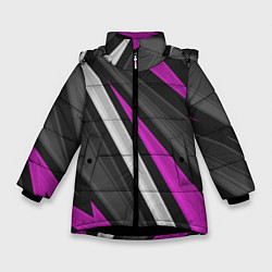 Куртка зимняя для девочки Спортивные линии, цвет: 3D-черный
