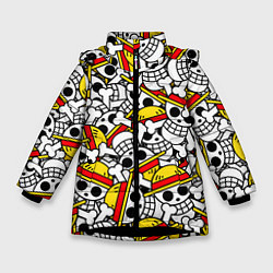 Куртка зимняя для девочки ONE PIECE ВАН ПИС УЗОР, цвет: 3D-черный