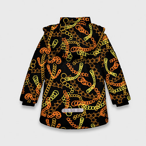 Зимняя куртка для девочки Цветные цепи, абстракция / 3D-Черный – фото 2