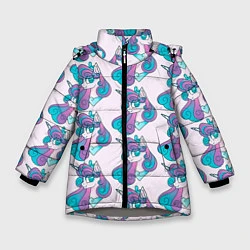 Куртка зимняя для девочки Пони узор, цвет: 3D-светло-серый