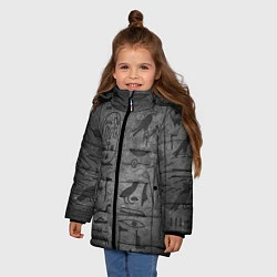 Куртка зимняя для девочки Египетские Иероглифы 3D, цвет: 3D-черный — фото 2
