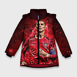 Куртка зимняя для девочки Cristiano Ronaldo Portugal, цвет: 3D-красный