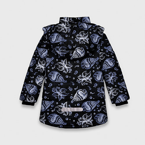 Зимняя куртка для девочки Раковины и звезды / 3D-Черный – фото 2