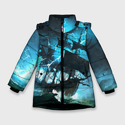 Куртка зимняя для девочки Летучий голландец, цвет: 3D-черный