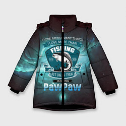 Куртка зимняя для девочки Любимая рыбалка, цвет: 3D-черный
