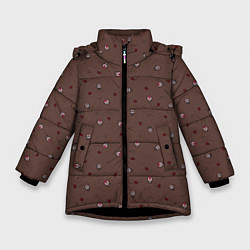 Куртка зимняя для девочки The Binding of Isaac small pattern, цвет: 3D-черный