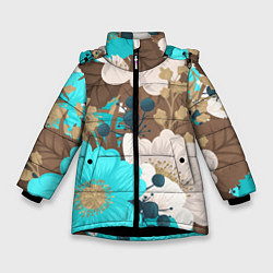 Куртка зимняя для девочки Красивые цвеТы, цвет: 3D-черный