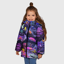 Куртка зимняя для девочки Коралловые рыбки, цвет: 3D-светло-серый — фото 2