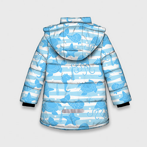 Зимняя куртка для девочки Морские жители / 3D-Черный – фото 2