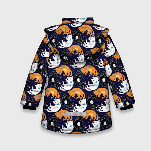 Зимняя куртка для девочки Японские котики / 3D-Черный – фото 2