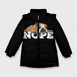 Куртка зимняя для девочки Ленивый Бульдог, цвет: 3D-черный