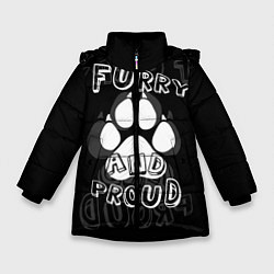Куртка зимняя для девочки Furry proud, цвет: 3D-черный