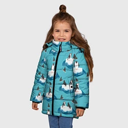 Куртка зимняя для девочки Пингвины, цвет: 3D-черный — фото 2