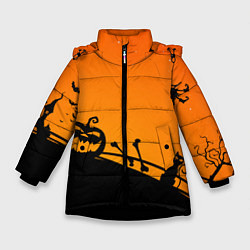 Куртка зимняя для девочки Хэллоуин, цвет: 3D-черный