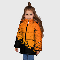Куртка зимняя для девочки Хэллоуин, цвет: 3D-светло-серый — фото 2
