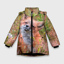 Куртка зимняя для девочки Лисичка, цвет: 3D-черный
