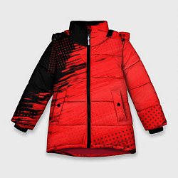 Куртка зимняя для девочки ЧЕРНО-КРАСНЫЙ ГРАНЖ GRUNGE Z, цвет: 3D-красный