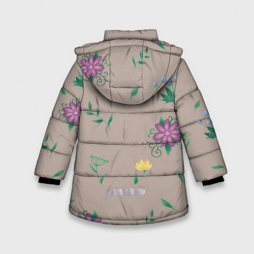 Зимняя куртка для девочки Цветочная эстетика / 3D-Черный – фото 2