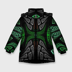 Зимняя куртка для девочки Серо-Зеленые Узоры