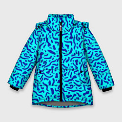 Зимняя куртка для девочки Неоновые синие узоры