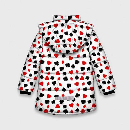 Зимняя куртка для девочки Карточные Масти / 3D-Черный – фото 2