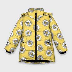 Куртка зимняя для девочки Ромашки 2, цвет: 3D-черный