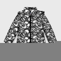 Куртка зимняя для девочки Черепа с Ирокезами, цвет: 3D-черный