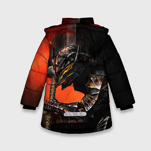 Зимняя куртка для девочки БЕРСЕРК оранжевый / 3D-Черный – фото 2