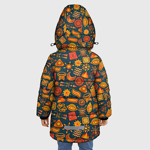Зимняя куртка для девочки Узор из бактерий и не только / 3D-Красный – фото 4