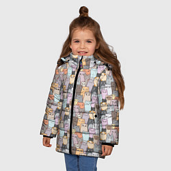 Куртка зимняя для девочки Котики, цвет: 3D-черный — фото 2