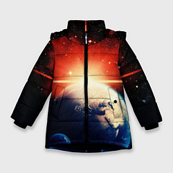 Зимняя куртка для девочки Космос земля 3D