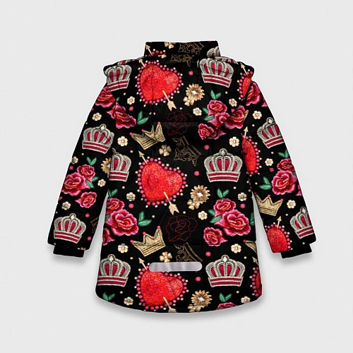 Зимняя куртка для девочки Корона и розы / 3D-Черный – фото 2